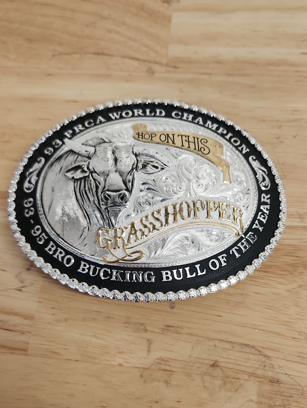 Rodeo Belt Buckle 1993  Silver Bucking Western Vintage